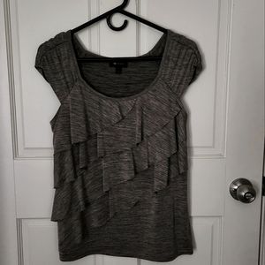 Womens Business Causal Diagonal Ruffle Front Sleeveless Shirt Size M